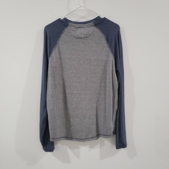 Lucky Brand Mens Saturday Stretch Shirt Size Small Raglan Vneck Long Sleeve Gray - Picture 2 of 6